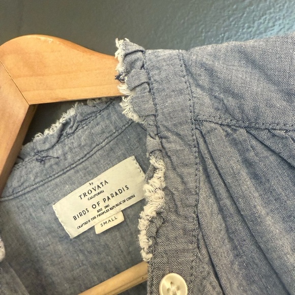 Trovata Birds of Paradise S Mint condition Chambray Blue Jumpsuit with wide leg - Picture 2 of 12